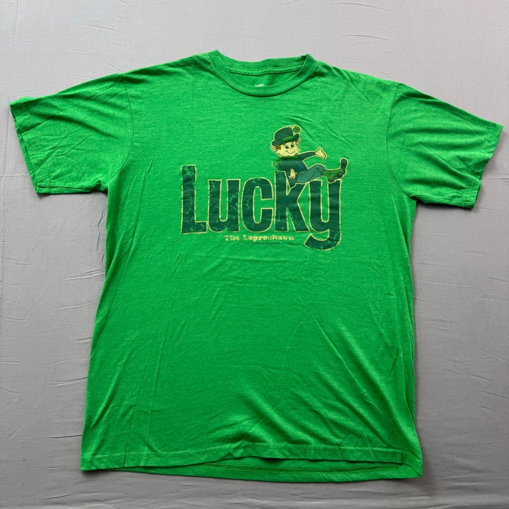 Savvy Lucky Charms Lucky The Leprechaun Green Graphic T-Shirt Mens Large L